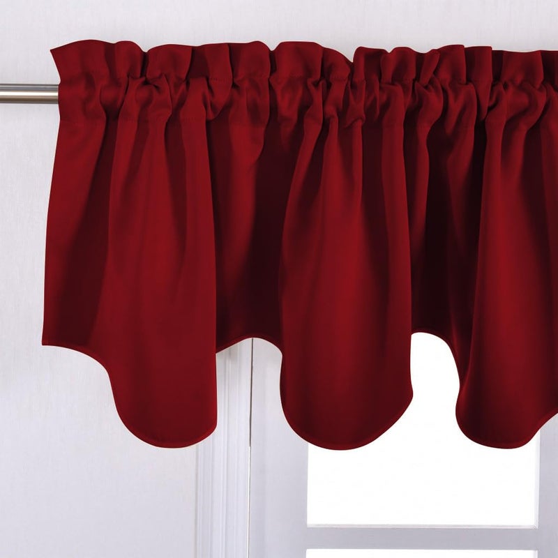 NICETOWN Window Valance Curtain for Kitchen - Home Fashion 52 inches x 18 inches Rod Pocket Valance Curtain Panel for Bedroom Christmas Decor/Living Room, Burgundy Red, Single Panel - Image 2