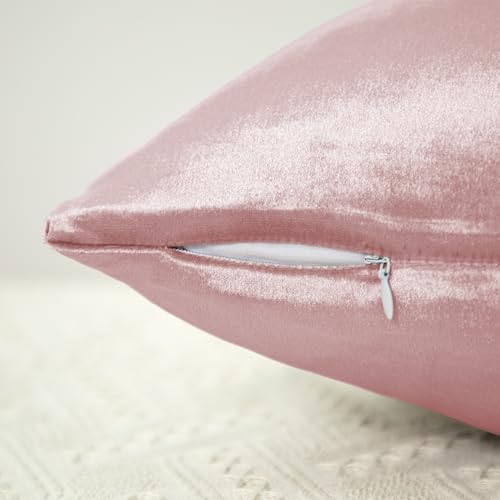 Counfeisly 2 Pack Pink Velvet Pillow Covers 18x18 Inches Decorative Cushion Covers for Couch Sofa Bed Super Soft and Cozy Luxury Zippered Design - Image 3