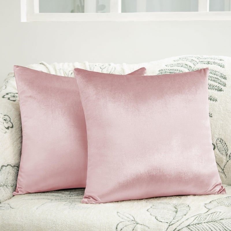 Counfeisly 2 Pack Pink Velvet Pillow Covers 18x18 Inches Decorative Cushion Covers for Couch Sofa Bed Super Soft and Cozy Luxury Zippered Design - Image 2