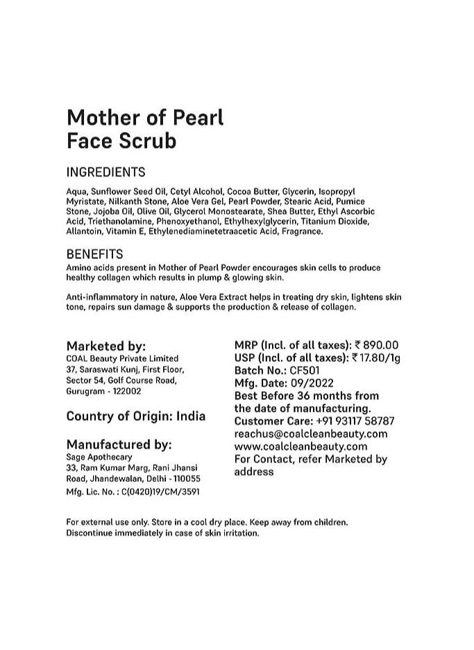 COAL CLEAN BEAUTY COAL Clean Beauty Mother of Pearl Face Scrub  - Image 2