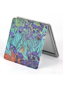 Dynippy Compact Mirror 3.15 Inch Doublesided 1X/2X Magnifying Bulk Pu Leather Makeup Mirrors Round Mirror For Purses Small Pocket Portable Hand Mirror For Woman Mother (Square Irises)  - Image 1