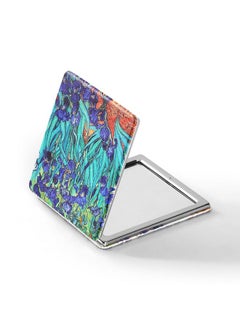 Dynippy Compact Mirror 3.15 Inch Doublesided 1X/2X Magnifying Bulk Pu Leather Makeup Mirrors Round Mirror For Purses Small Pocket Portable Hand Mirror For Woman Mother (Square Irises)  - Image 3