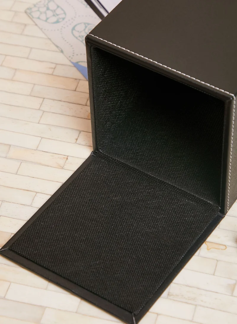 Noire Edit Black Leather Look Tissue Box