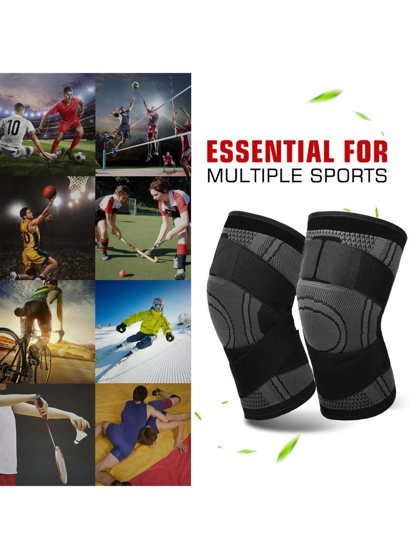Halamine 2-Piece Sports Protective Knee ， Leg Compression Sleeve Full Leg，Pads Knee Brace Compression Knee Sleeve for Men & Women Knee Support Running Cycling Basketball with Adjustable Strap Wrap-L - Image 4
