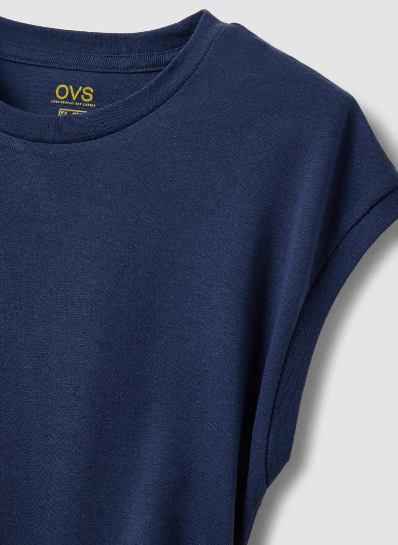او في اس OVS Blue Pure Cotton Top