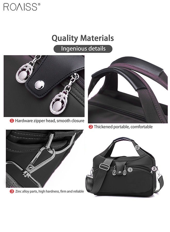 roaiss Women's Oxford Cloth Handbag Removable Shoulder Strap Multi Pocket Messenger Bag Fashion Leisure Versatile Commuting Bag  - Image 4