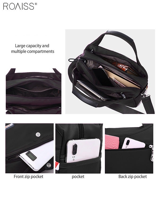 roaiss Women's Oxford Cloth Handbag Removable Shoulder Strap Multi Pocket Messenger Bag Fashion Leisure Versatile Commuting Bag  - Image 3