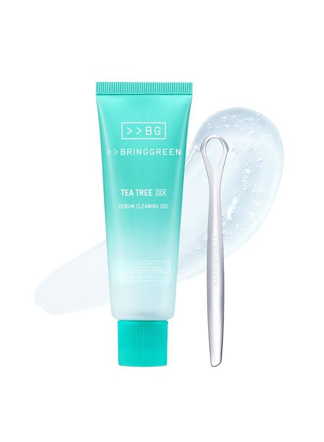 BRING GREEN Tea Tree Cica Sebum Cleaning Gel Set | Korean Blackhead Remover & Pore Minimizer with Pore Cleaner Tool | Sebum Softener for Face, Nose & Chin | Gentle Alternative to Pore Strips & Vacuums - Image 1