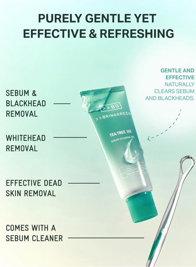 BRING GREEN Tea Tree Cica Sebum Cleaning Gel Set | Korean Blackhead Remover & Pore Minimizer with Pore Cleaner Tool | Sebum Softener for Face, Nose & Chin | Gentle Alternative to Pore Strips & Vacuums - Image 2