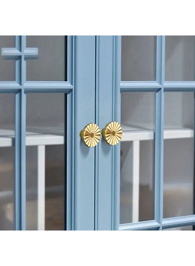 Bright Golden Round Plastic Fan Shaped Cabinet Door Handles Double Opening Drawer Pulls - Image 1
