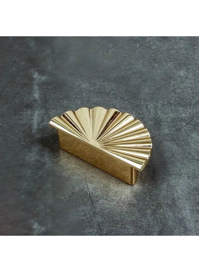 Bright Golden Round Plastic Fan Shaped Cabinet Door Handles Double Opening Drawer Pulls - Image 2