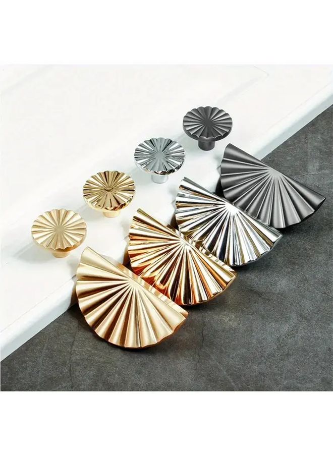 Bright Golden Round Plastic Fan Shaped Cabinet Door Handles Double Opening Drawer Pulls - Image 3
