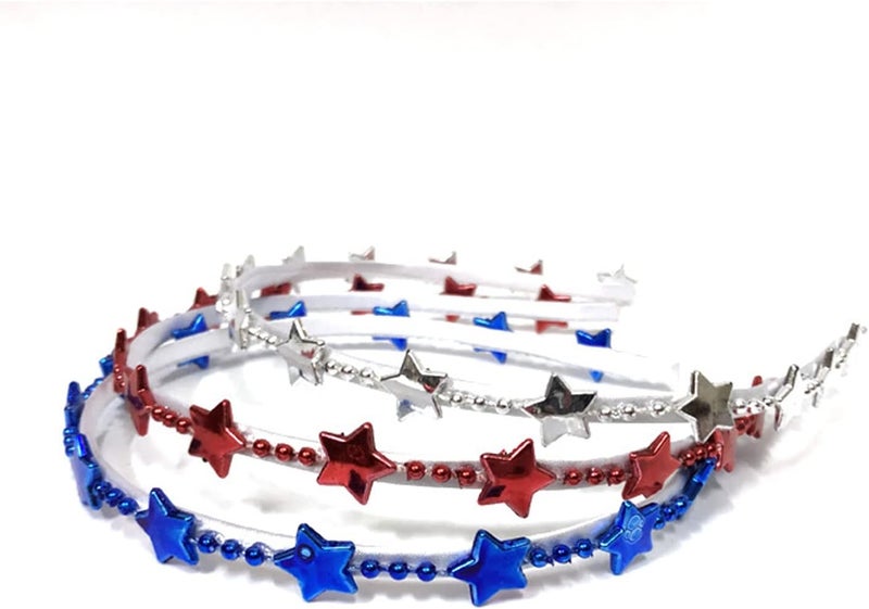 BinaryABC 4th of July Patriotic HeadbandsUsa Flag Star HeadbandRed White Blue HeadbandFourth of July Hair Accessories3PCS