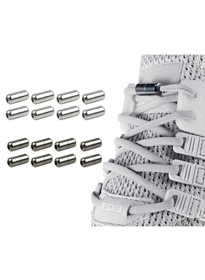 16PCS No Tie Shoelaces Tieless Elastic Laces Clasps Metal Capsule Lock Buckles - Image 1