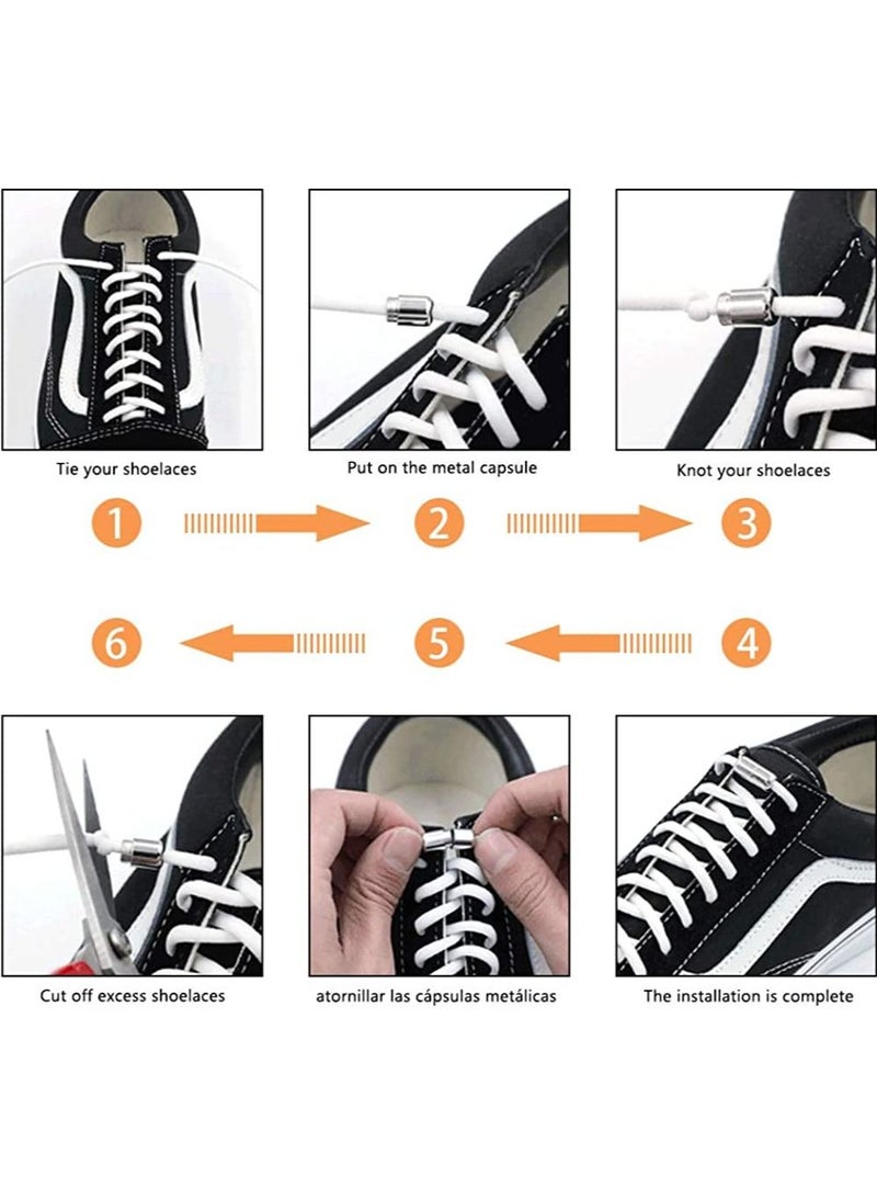 16PCS No Tie Shoelaces Tieless Elastic Laces Clasps Metal Capsule Lock Buckles - Image 3