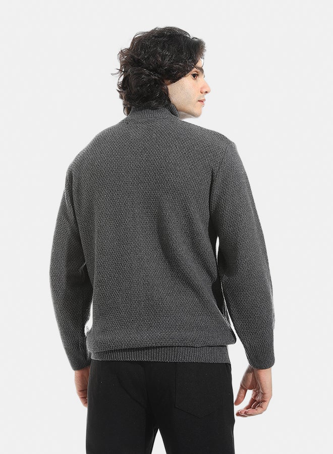 Andora Full Zipper Closure Self Pattern _ Grey - Image 5
