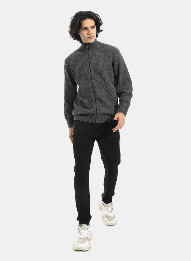 Andora Full Zipper Closure Self Pattern _ Grey - Image 4