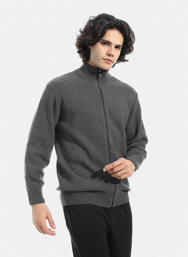 Andora Full Zipper Closure Self Pattern _ Grey - Image 2