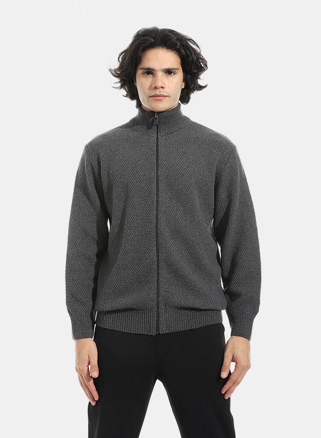 Andora Full Zipper Closure Self Pattern _ Grey - Image 1