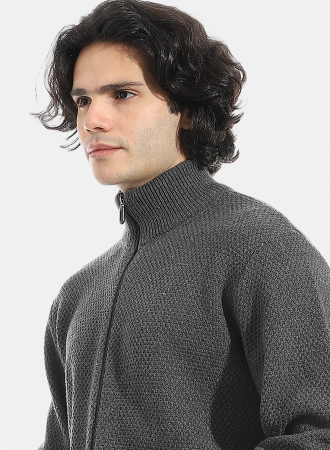 Andora Full Zipper Closure Self Pattern _ Grey - Image 3