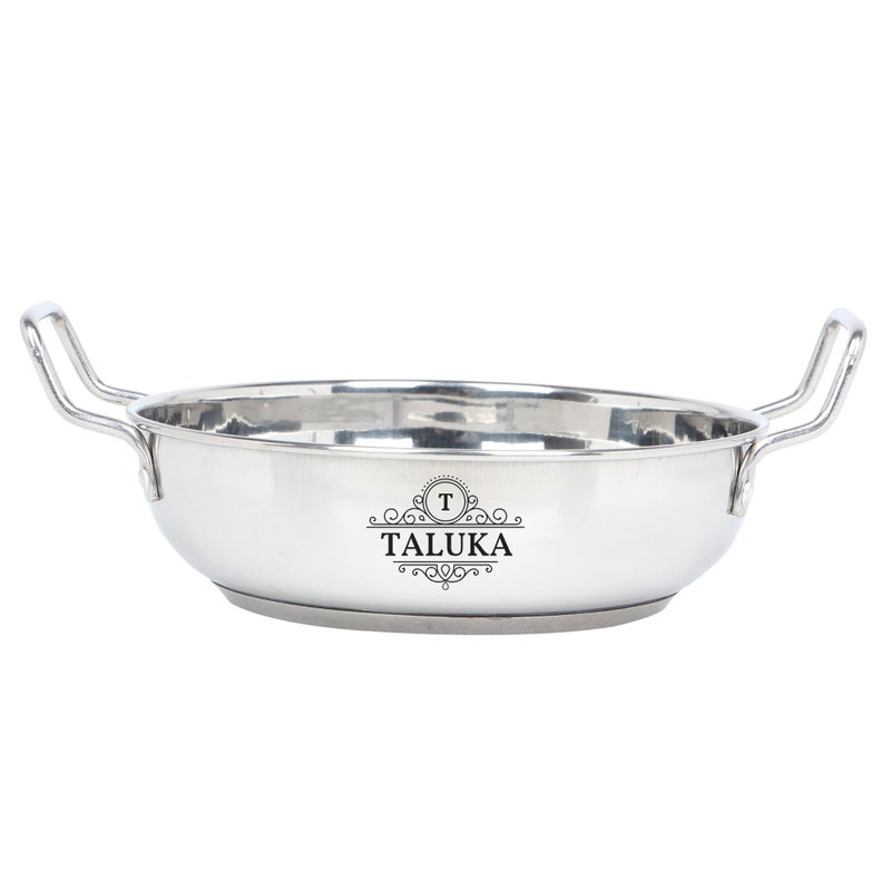 Taluka تالوكا (10' × 3.5" بوصة تقريبًا مقلاة كادهاي صديقة للموقد من الفولاذ المقاوم للصدأ لأغراض الطهي في المنزل والفنادق سعة :- 2300 مل) - Image 2
