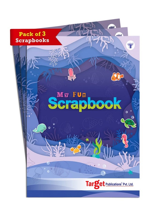 TARGET PUBLICATIONS - TARGET PUBLICATIONS Scrapbooks For Kids | A4 Size Scrapbook | 32 Pages | Colorful Scrapbook Paper For Birthday, School, | Set Of 3 Scrapbooking Books, Multicolor - Image 1