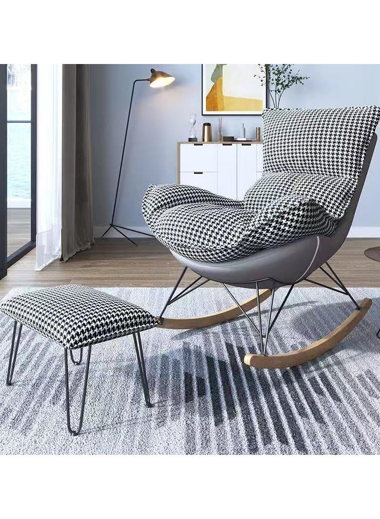 أريكة هزازة مع مسند للقدمين، كرسي هزاز عصري، أريكة كسولة مبطنة، أريكة هزازة لغرفة النوم، غرفة الأطفال، شرفة (رمادي) - Image 1