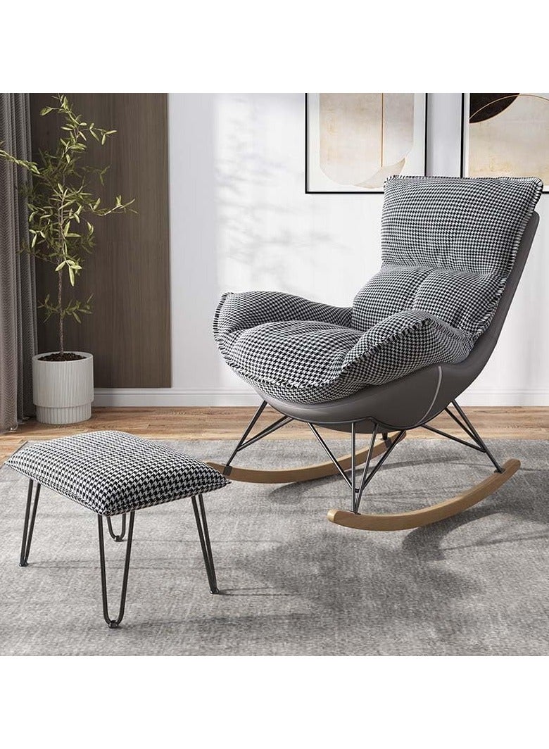 أريكة هزازة مع مسند للقدمين، كرسي هزاز عصري، أريكة كسولة مبطنة، أريكة هزازة لغرفة النوم، غرفة الأطفال، شرفة (رمادي) - Image 2