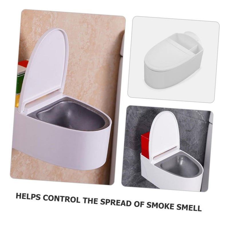 4 Pcs Wall Mounted Ashtrays Bathroom Decor Metal Inner Liner Toilet Shape - Image 4