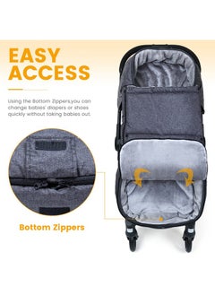 Orzbow Footmuff For Stroller Christmas Gift,Weatherproof Anti-Kick Universal Toddler Sleeping Bag,Removable Warm Coral Fleece Lined Stroller Bunting Bag Footmuff, Black  - Image 3
