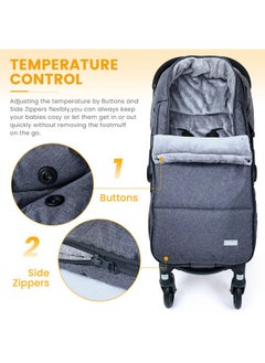 Orzbow Footmuff For Stroller Christmas Gift,Weatherproof Anti-Kick Universal Toddler Sleeping Bag,Removable Warm Coral Fleece Lined Stroller Bunting Bag Footmuff, Black  - Image 2