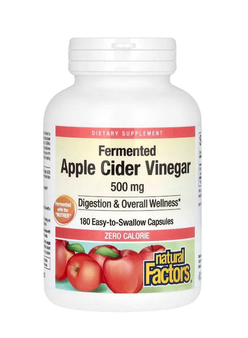 natural Factors Fermented Apple Cider Vinegar 500 Mg 180 Easy Swallow Capsules - Image 1