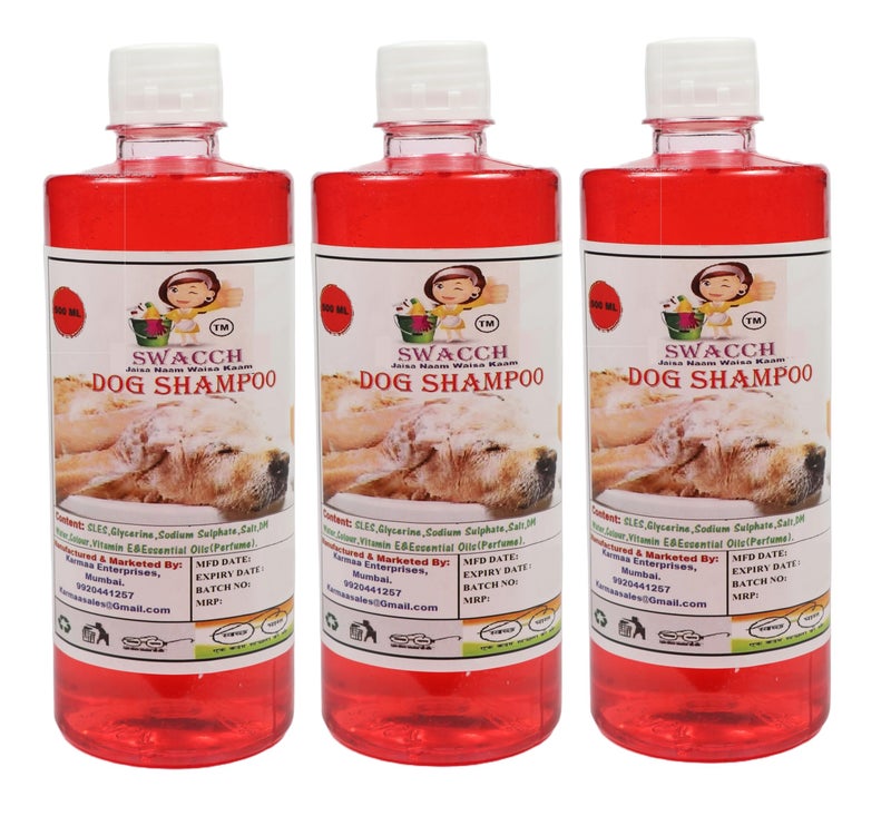 swacch Shampoo | Puppy Safe Shampoo | PH Balanced | Ditch to Itch for Dog Shampoo 500ml Pack of 3 (Strawberry) + Spike Ball Chew Toy Combo Pack - Image 2