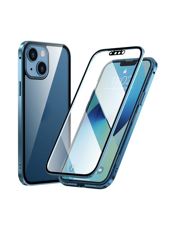 زبون جراب لهاتف iPhone 13 mini عالي الدقة بإطار معدني مغناطيسي وغطاء هاتف من الزجاج المقوى مزدوج الجوانب - Image 1