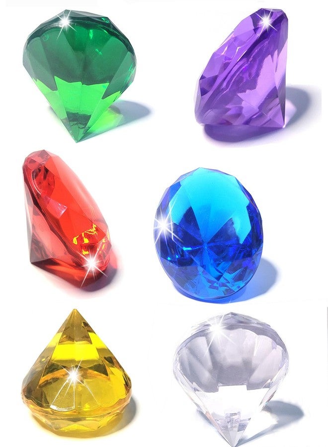 AiFanS 6PCS 60mm Extra Big Diving Gems Pool Toys - Colorful Diamond, Underwater Swim Training Gift for Kids, Summer Water Pool Game Set - Image 1