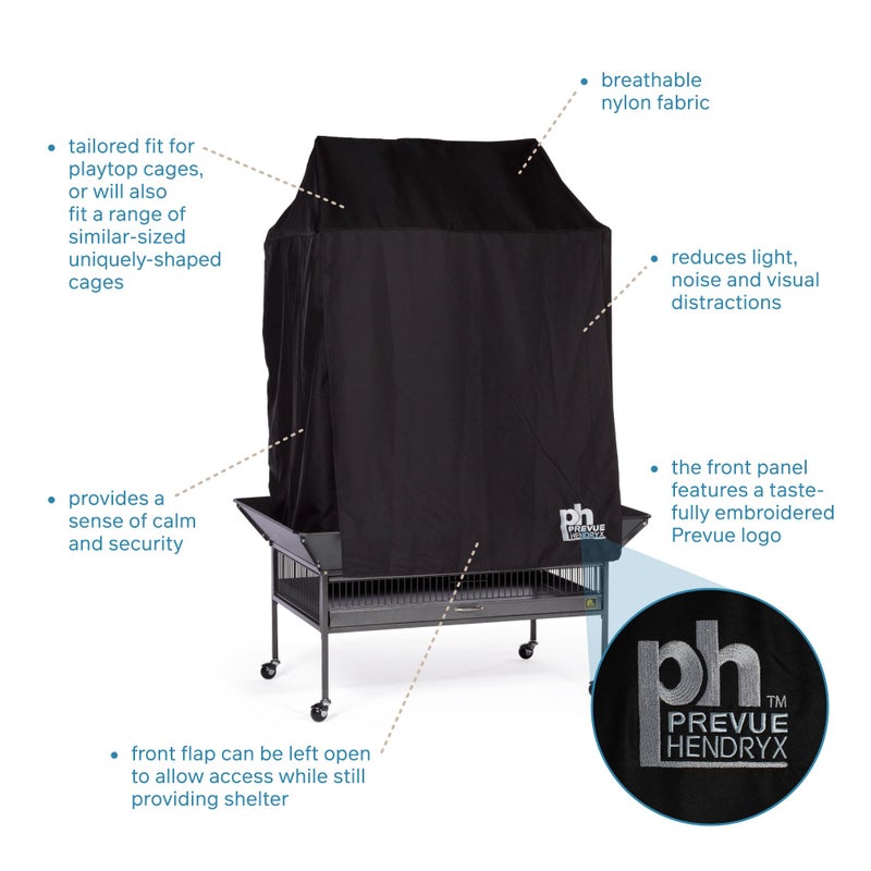 PH Prevue Hendryx Prevue Pet Products Large Bird Cage Cover - 12505 Black 36" L x 24" W x 49" H - Image 3