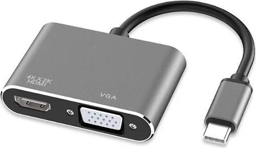 بولهاموبيل Polham 3.1 Gen Type C To HDMI and VGA Video Transfer Adapter, 4K Type C Video Transfer Hub