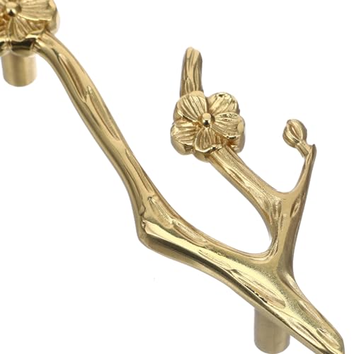 OSALADI Brass Blossom Handle 591 Inch Flower Branch Cabinet Drawer Pulls Decorative Knobs for Dresser Closet Cupboard Wardrobe Hardware - Image 3