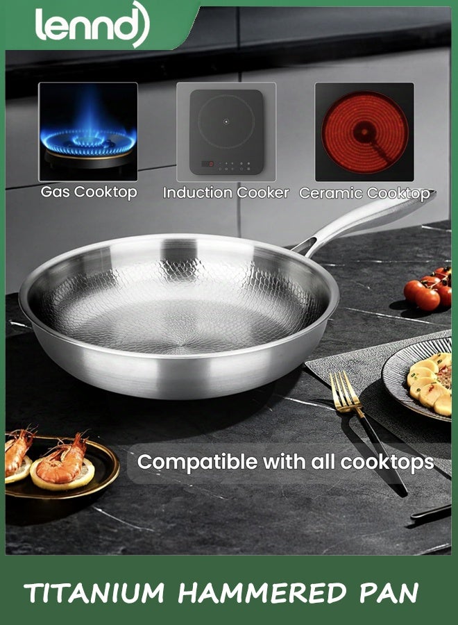 LENND Titanium Hammered Pan Pro with Lid, titanium pans for cooking -Durable Scratch-Resistant Non Stick Titanium Pan for Cooking (26CM) - Image 4