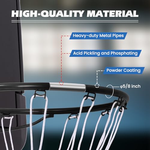 GYMAX Basketball Rim, 15/18 inch Basketball Rim Replacement with All-Weather Net, Basketball Hoop Replacement Rim Outdoor/Indoor for Wall Door Mounted (Black, 18") - Image 3