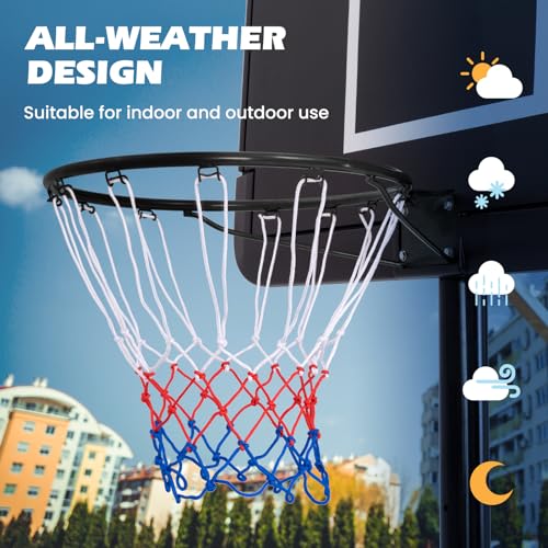 GYMAX Basketball Rim, 15/18 inch Basketball Rim Replacement with All-Weather Net, Basketball Hoop Replacement Rim Outdoor/Indoor for Wall Door Mounted (Black, 18") - Image 4