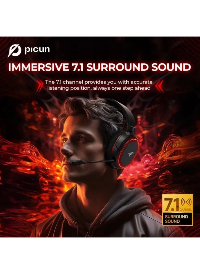 Picun G2 2.4G Wireless Gaming Headset Bluetooth Headphones 5ms Low Latency 7.1 Surround ENC Mic For PC PS4 PS5 Phone Switch - Image 4