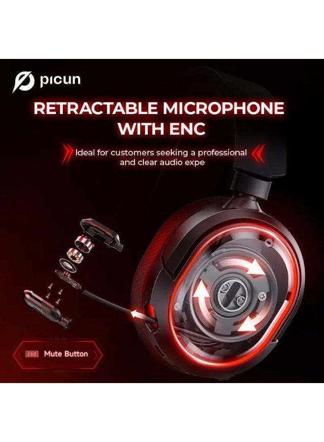 Picun G2 2.4G Wireless Gaming Headset Bluetooth Headphones 5ms Low Latency 7.1 Surround ENC Mic For PC PS4 PS5 Phone Switch - Image 2