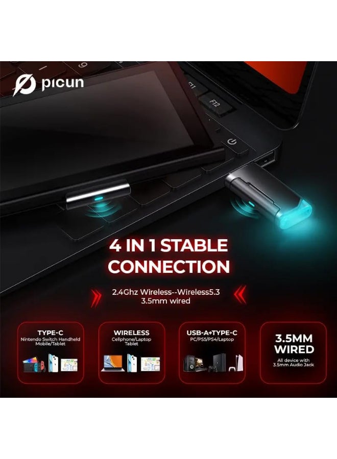 Picun G2 2.4G Wireless Gaming Headset Bluetooth Headphones 5ms Low Latency 7.1 Surround ENC Mic For PC PS4 PS5 Phone Switch - Image 3