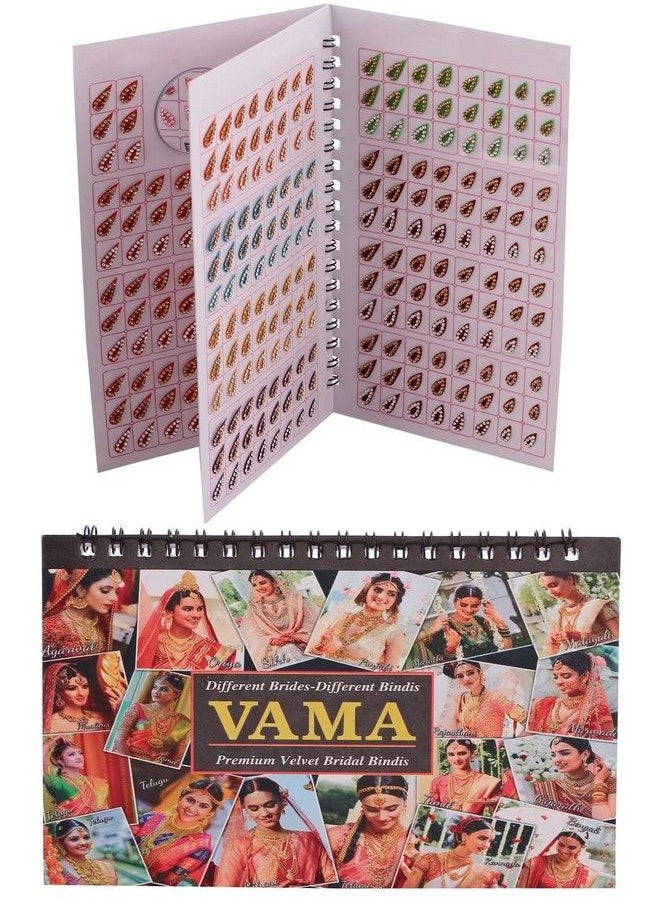 VAMA ملصقات بيندي كومكوم على شكل دمعة من تيلاك متعددة الألوان للنساء (كتاب بيندي على شكل دمعة من الحجر رقم 372)  - Image 1