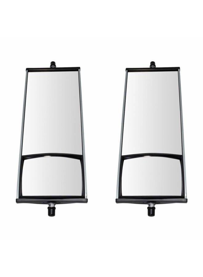 TRQ West Coast Mirror Manual 16 x 6.5 Inch Aluminum Convex Glass Pair Set Compatible with HD Semi Truck - Image 1