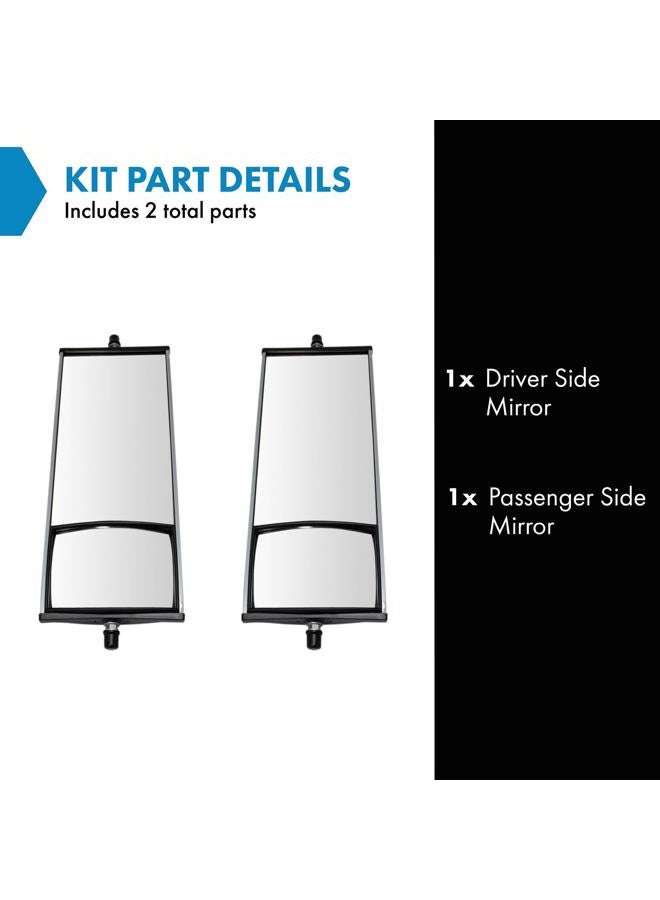 TRQ West Coast Mirror Manual 16 x 6.5 Inch Aluminum Convex Glass Pair Set Compatible with HD Semi Truck - Image 2