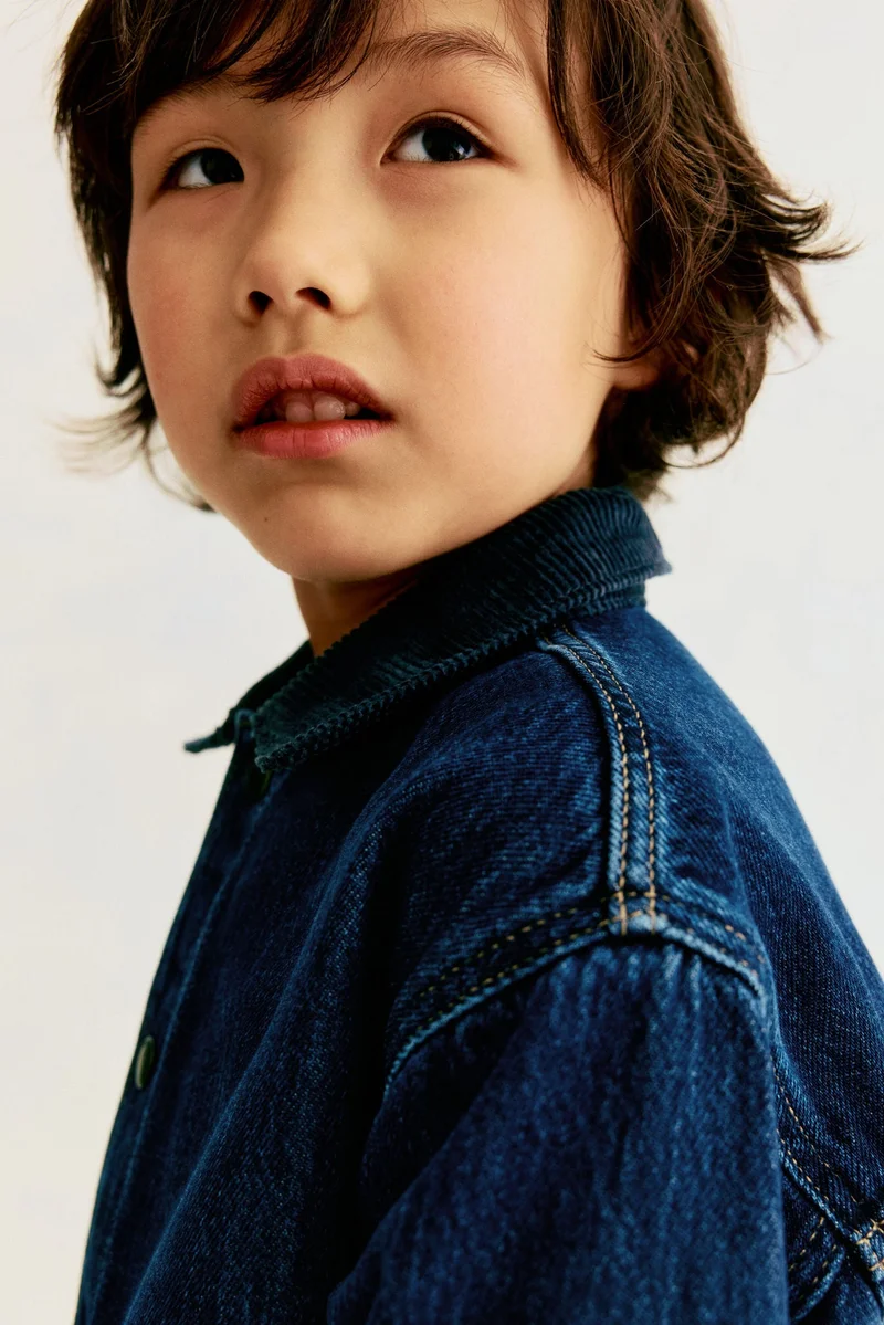 H&M Corduroy-collared denim jacket
