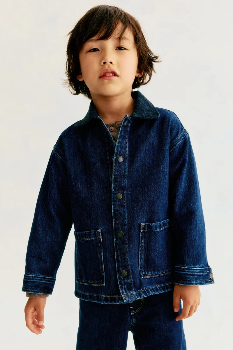 H&M Corduroy-collared denim jacket