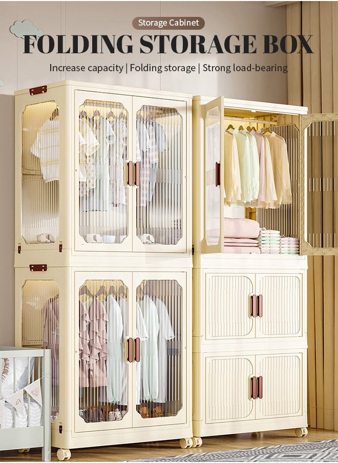 Generic - 2-Layer Storage Cabinet, Foldable Drawer Shelves, Strong Load-Bearing Capacity, Easy to Store Various Items - Image 1